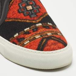 Givenchy Black/Orange Printed Felt and Leather Skate Sneakers Size 40