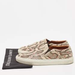 Givenchy Beige/Brown Python Leather Skate Slip On Sneakers Size 42