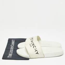Givenchy White Rubber Logo Flat Slides Size 43