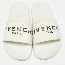 Givenchy White Rubber Logo Flat Slides Size 43