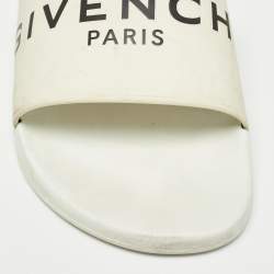 Givenchy White Rubber Logo Flat Slides Size 43