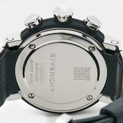 Pre Owned Givenchy GV.5213J Silver Dial Stainless Steel Rubber Men's Wristwatch 48 mm