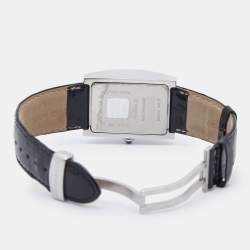 Pre Owned Givenchy Parabolic REG 92434662 Silver Dial Stainless Steel Embossed Leather Men's Wristwatch 28.40 mm
