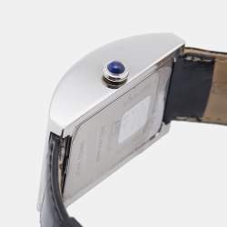Pre Owned Givenchy Parabolic REG 92434662 Silver Dial Stainless Steel Embossed Leather Men's Wristwatch 28.40 mm