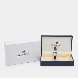Pre Owned Givenchy Parabolic REG 92434662 Silver Dial Stainless Steel Embossed Leather Men's Wristwatch 28.40 mm
