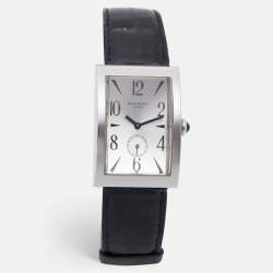 Pre Owned Givenchy Parabolic REG 92434662 Silver Dial Stainless Steel Embossed Leather Men's Wristwatch 28.40 mm