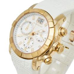 Pre Owned Givenchy Silver Gold Tone Stainless Steel & Rubber GV.5215M Men's Wristwatch 44 mm