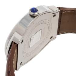 Pre Owned Givenchy Cream Stainless Steel Leather Apsaras 1558962 Men's Wristwatch 39 mm