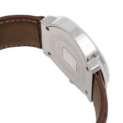 Pre Owned Givenchy Cream Stainless Steel Leather Apsaras 1558962 Men's Wristwatch 39 mm