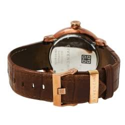 Pre Owned Givenchy White Bronze Tone Stainless Steel Leather GV5202.M Men's Wristwatch 45 mm