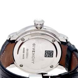 Pre Owned Givenchy White Stainless Steel Leather GV.5254J Men's Wristwatch 48 mm