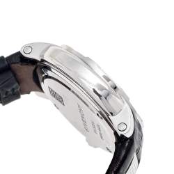 Pre Owned Givenchy White Stainless Steel Leather GV.5254J Men's Wristwatch 48 mm