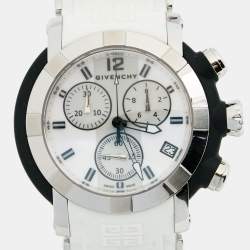 Pre Owned Givenchy White Stainless Steel Rubber GV.5213J Men's Wristwatch 48 mm