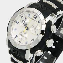 Pre Owned Givenchy Silver Stainless Steel Rubber GV.5213J Men's Wristwatch 48 mm