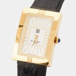 Givenchy White Gold Plated Stainless Steel Leather Apsaras REG.1.558.962 Unisex Wristwatch 23 mm