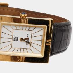 Givenchy White Gold Plated Stainless Steel Leather Apsaras REG.1.558.962 Unisex Wristwatch 23 mm