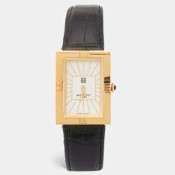 Givenchy White Gold Plated Stainless Steel Leather Apsaras REG.1.558.962 Unisex Wristwatch 23 mm