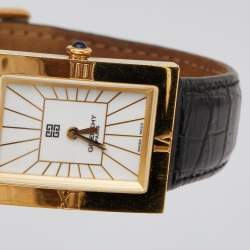 Givenchy White Gold Plated Stainless Steel Leather Apsaras REG.1.558.962 Unisex Wristwatch 23 mm