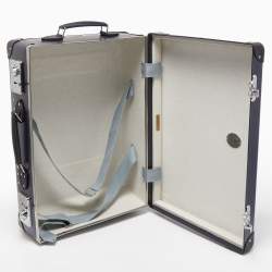 Globe-Trotter Navy Blue Fibreboard 2 Wheels Carry-On Suitcase 55