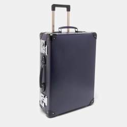 Pre Owned Globe-Trotter Navy Blue Fibreboard 2 Wheels Carry-On Suitcase 55