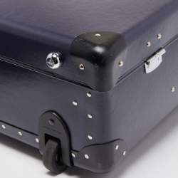 Pre Owned Globe-Trotter Navy Blue Fibreboard 2 Wheels Carry-On Suitcase 55