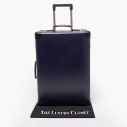 Pre Owned Globe-Trotter Navy Blue Fibreboard 2 Wheels Carry-On Suitcase 55