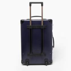 Pre Owned Globe-Trotter Navy Blue Fibreboard 2 Wheels Carry-On Suitcase 55