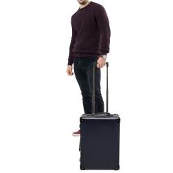 Pre Owned Globe-Trotter Navy Blue Fibreboard 2 Wheels Carry-On Suitcase 55