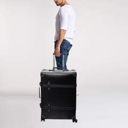 Globe-Trotter Black Fiber Board and Leather Centenary Luggage
