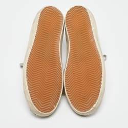 Pre Owned Golden Goose White/Grey Leather and Suede Super Star Low Top Sneakers Size 45