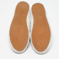 Pre Owned Golden Goose White/Grey Leather and Suede Super Star Low Top Sneakers Size 45