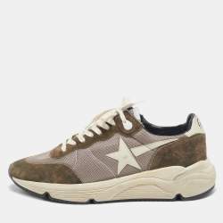 Golden Goose Green/Beige Suede and Mesh Running Sneakers Size 43