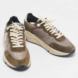 Golden Goose Green/Beige Suede and Mesh Running Sneakers Size 43