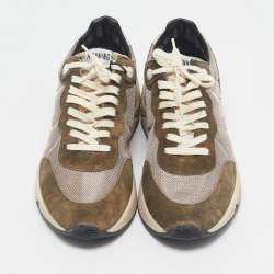 Golden Goose Green/Beige Suede and Mesh Running Sneakers Size 43