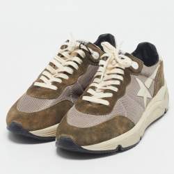 Golden Goose Green/Beige Suede and Mesh Running Sneakers Size 43