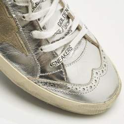 Pre Owned Golden Goose Silver Leather Mid Star Sneakers Size 41