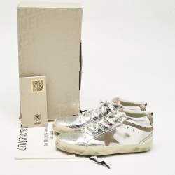 Pre Owned Golden Goose Silver Leather Mid Star Sneakers Size 41
