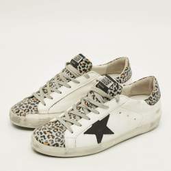 Pre Owned Golden Goose Superstar Size 41 Multicolor Leopard Print Glitter and Leather Low Top Sneakers