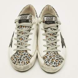 Pre Owned Golden Goose Superstar Size 41 Multicolor Leopard Print Glitter and Leather Low Top Sneakers