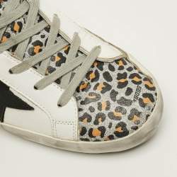 Pre Owned Golden Goose Superstar Size 41 Multicolor Leopard Print Glitter and Leather Low Top Sneakers