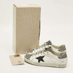Pre Owned Golden Goose Superstar Size 41 Multicolor Leopard Print Glitter and Leather Low Top Sneakers