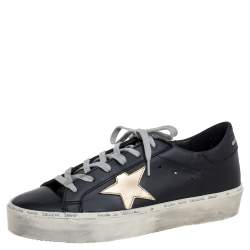 Golden Goose Black/Gold Leather Hi Star Low Top Sneakers Size 41