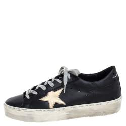 Golden Goose Black/Gold Leather Hi Star Low Top Sneakers Size 41