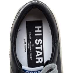 Pre Owned Golden Goose Black/Gold Leather Hi Star Low Top Sneakers Size 41