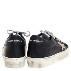 Pre Owned Golden Goose Black/Gold Leather Hi Star Low Top Sneakers Size 41