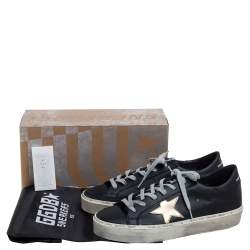 Pre Owned Golden Goose Black/Gold Leather Hi Star Low Top Sneakers Size 41