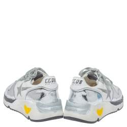 Pre Owned Golden Goose White/Silver Leather Lace Up Sneakers Size 41