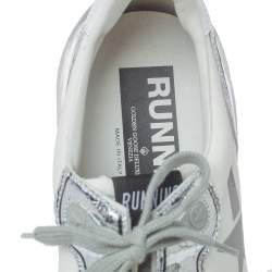 Pre Owned Golden Goose White/Silver Leather Lace Up Sneakers Size 41