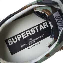 Pre Owned Golden Goose Camouflage Print Canvas and Leather Super Star Sneakers Size 42
