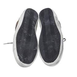 Pre Owned Golden Goose Camouflage Print Canvas and Leather Super Star Sneakers Size 42